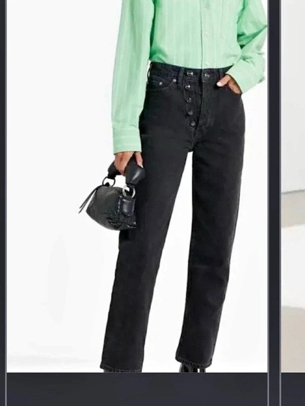 GANNI Figni Straight Leg Jeans Black Waist 25